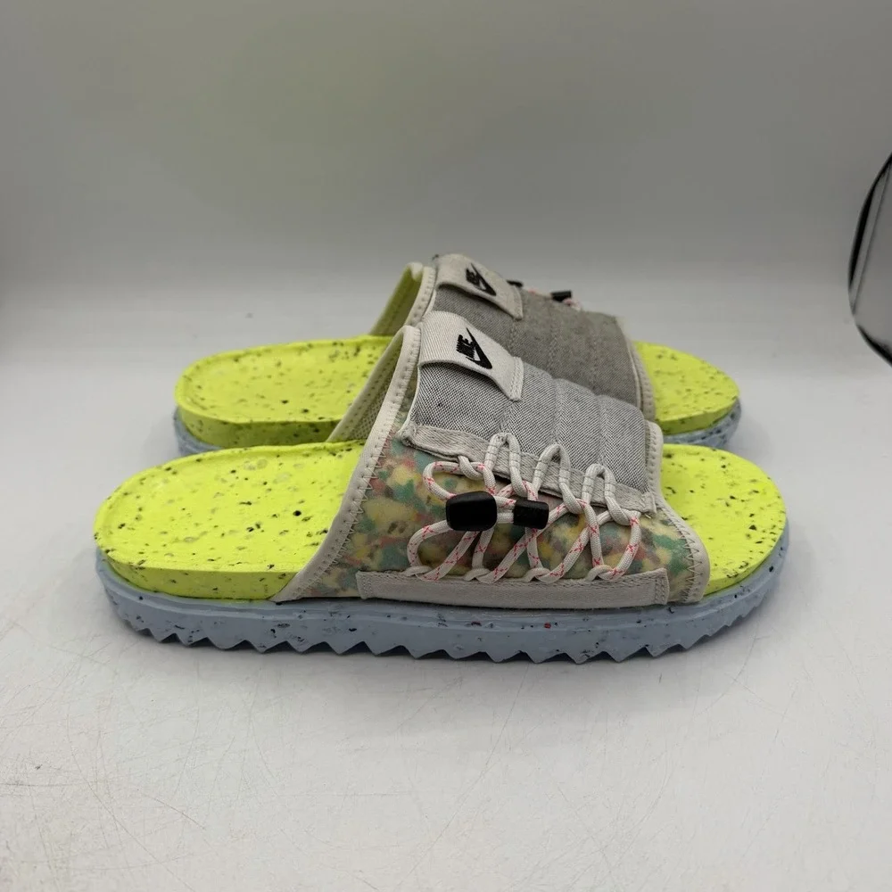 Nike Asuna Crater Slide Sandals Mens Sz 8 Platinum Tint/Black Volt DJ4629-001